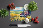 NEW Kansas Sunflowers in Watercolor Glass Cutting Board Decorative Tempered Glass Kitchen Cutting and Serving Board Large Size Chopping Board