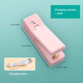 1pc Mini Household Portable Sealing Machine, Hand Pressure, Heat Sealing Machine, Food, Snacks, Plastic Bag Sealing Machine (Battery Not Included (Color: Random Color, Style: Rechargeable - Pink)