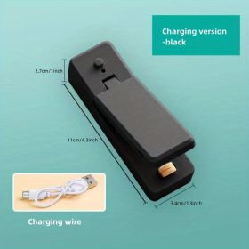 1pc Mini Household Portable Sealing Machine, Hand Pressure, Heat Sealing Machine, Food, Snacks, Plastic Bag Sealing Machine (Battery Not Included (Color: Random Color, Style: Rechargeable - Black)