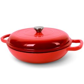 Enameled Cast Iron Dutch Oven, 3.8 Quart Dutch Oven Pot with Lid, Non Stick Cast Iron Pot, Round Oven Safe up to 500°F, Use for Marinate, Cook (Color: Red)