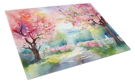 NEW Michigan Apple Blossoms in Watercolor Glass Cutting Board Decorative Tempered Glass Kitchen Cutting and Serving Board Large Size Chopping Board (Default: Default)