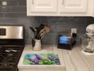 NEW New Hampshire Purple Lilac in Watercolor Glass Cutting Board Decorative Tempered Glass Kitchen Cutting and Serving Board Large Size Chopping Board