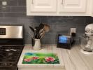 NEW Iowa Wild Prairie Roses in Watercolor Glass Cutting Board Decorative Tempered Glass Kitchen Cutting and Serving Board Large Size Chopping Board