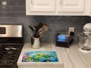 NEW Hydrangeas in Watercolor Glass Cutting Board Decorative Tempered Glass Kitchen Cutting and Serving Board Large Size Chopping Board