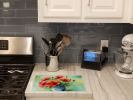 NEW Ohio Scarlet Carnations in Watercolor Glass Cutting Board Decorative Tempered Glass Kitchen Cutting and Serving Board Large Size Chopping Board